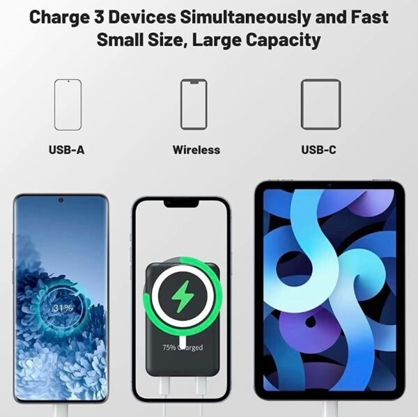 Power Bank Magnetic Portable Wireless FastCharger 10000mAh Type - C Cable LEDDisplay 22.5W PD Fast Charging LightingMag-Safe Battery Pack For IPhone15 14 13 12 Mini Pro Pro Max Devices Digital - Image 7