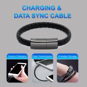 USB Bracelet Charger Cable – Stylish Charging Cord for iPhone 14/13, USB-C & Micro USB Phones
