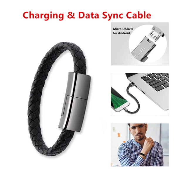 USB Bracelet Charger Cable – Stylish Charging Cord for iPhone 14/13, USB-C & Micro USB Phones - Image 2